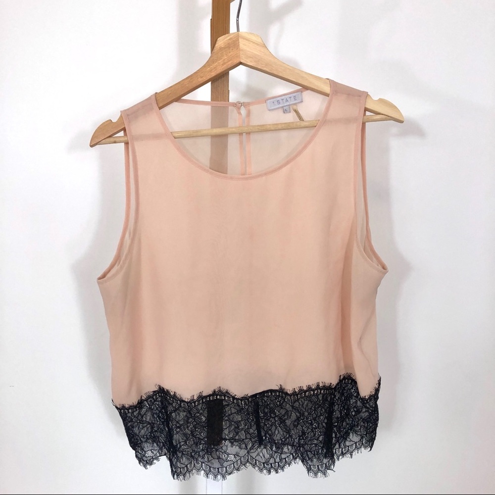 1. State peach/black blouse
